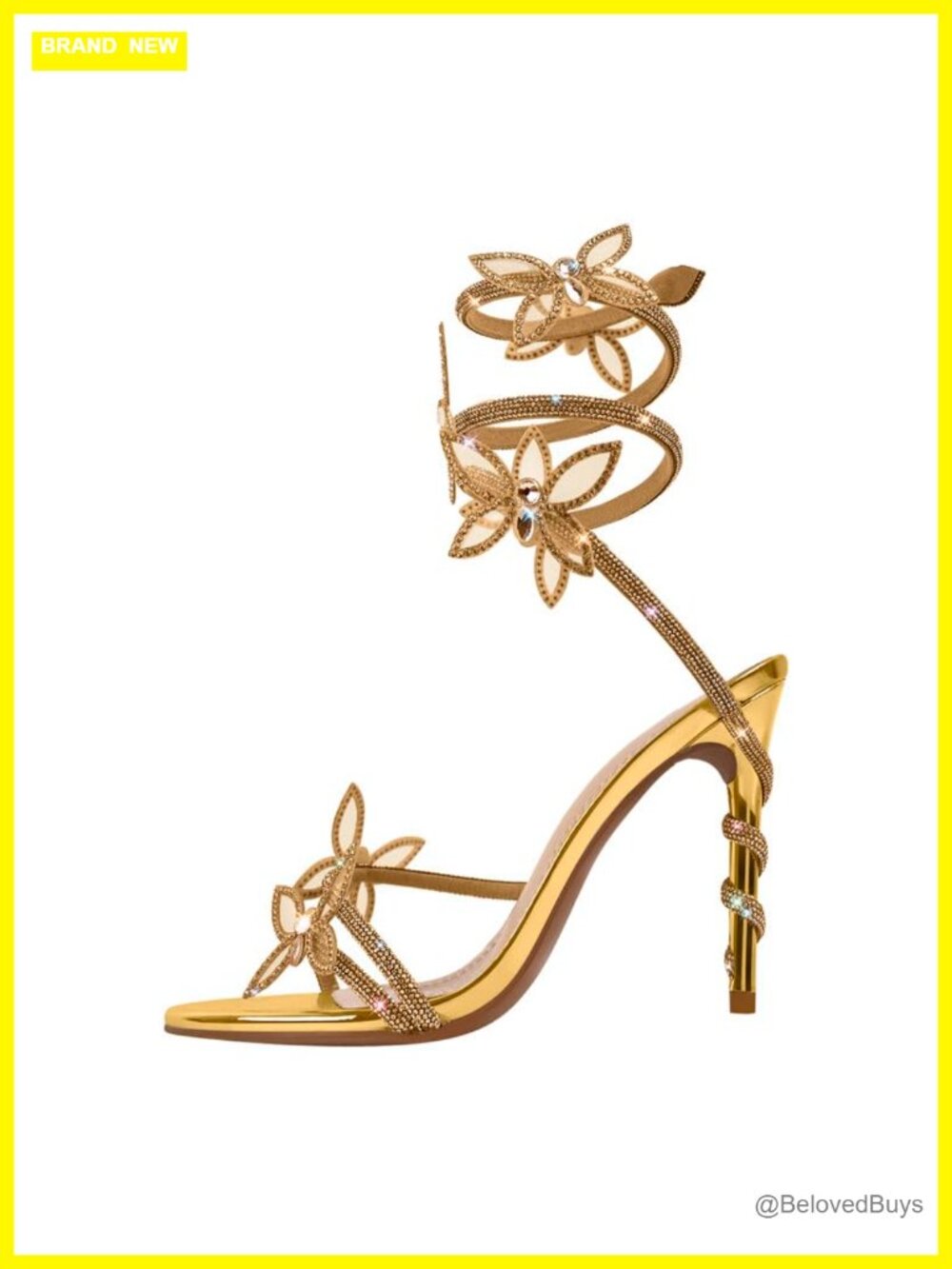 Rhinestone Butterfly Lace Up Stiletto Heeled Sandals Open Toe Ankle Strap